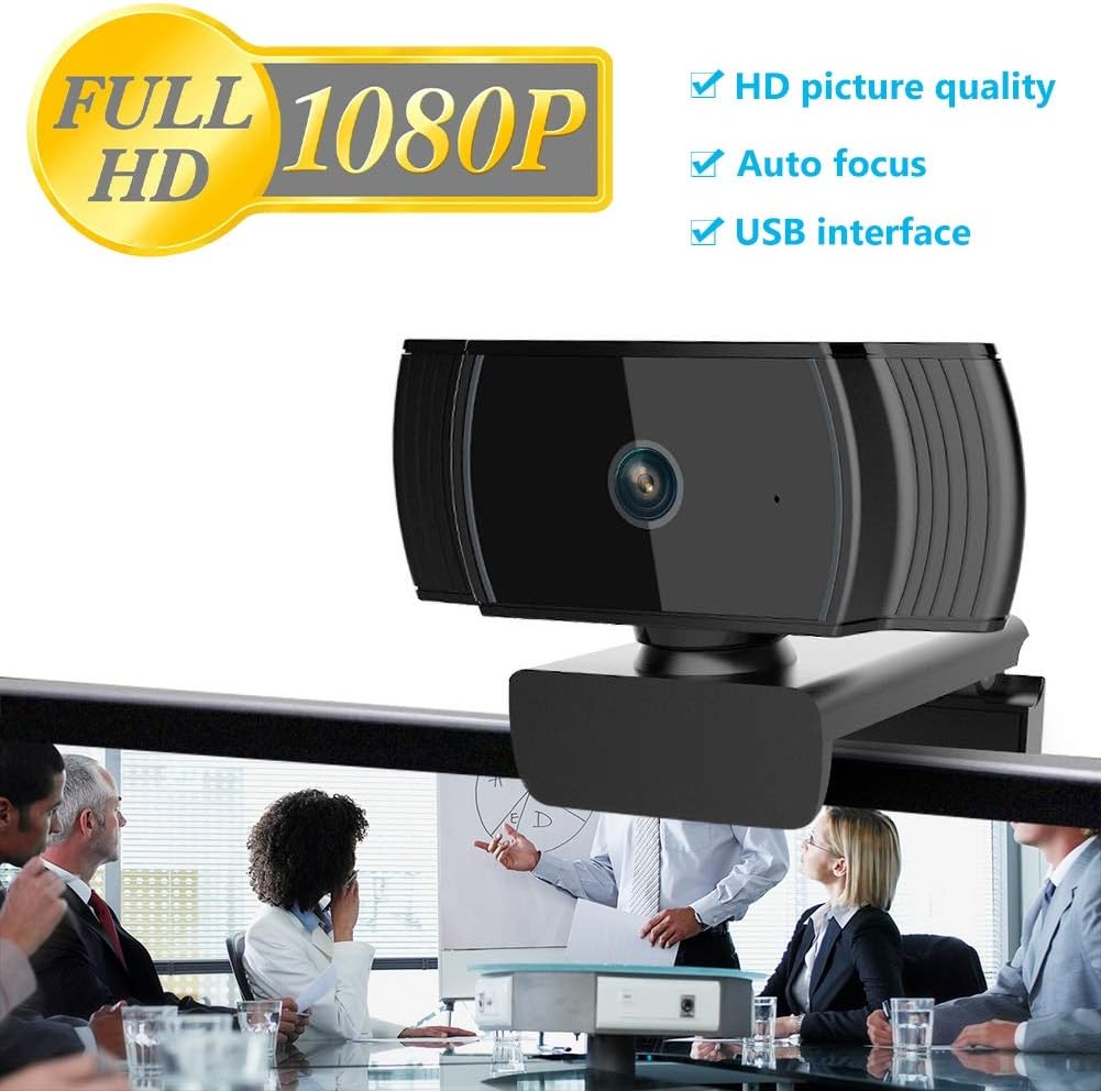 lEIsr00y HD 1080P Webcam Built-in Microphone USB2.0 Camera for Laptop Desktop Computer Black Black