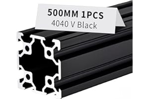 BELLA BAYS 1pc 19.69 inch 500mm 4040 V Slot Aluminum Extrusion Profile European Standard Anodized Black Extruded Linear Rail Guide Frame for 3D Printer Laser Engraving Machine CNC Workbench DIY