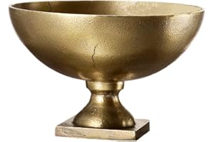 Serene Spaces Living Antique Brass Pedestal Bowl - Vintage Wedding Centerpiece and Flower Vase for Dining Table, Entryway Decor, 10" Diameter