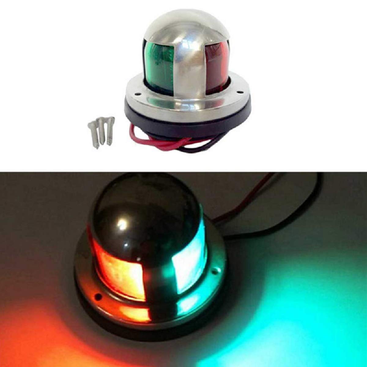 GOFORJUMP Stainless Steel DC 12V LED Marine Boat Yacht Bow Navigation Light Deck Mount Double Color Lamp
