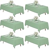 Fixwal 6 Pack Sage Green Table Cloth for Rectangle Table, 70 x 120 Inch Polyester Fabric Tablecloths Rectangular, Covers 6-8ft for Party, Banquet, Dining, Wedding, Graduation