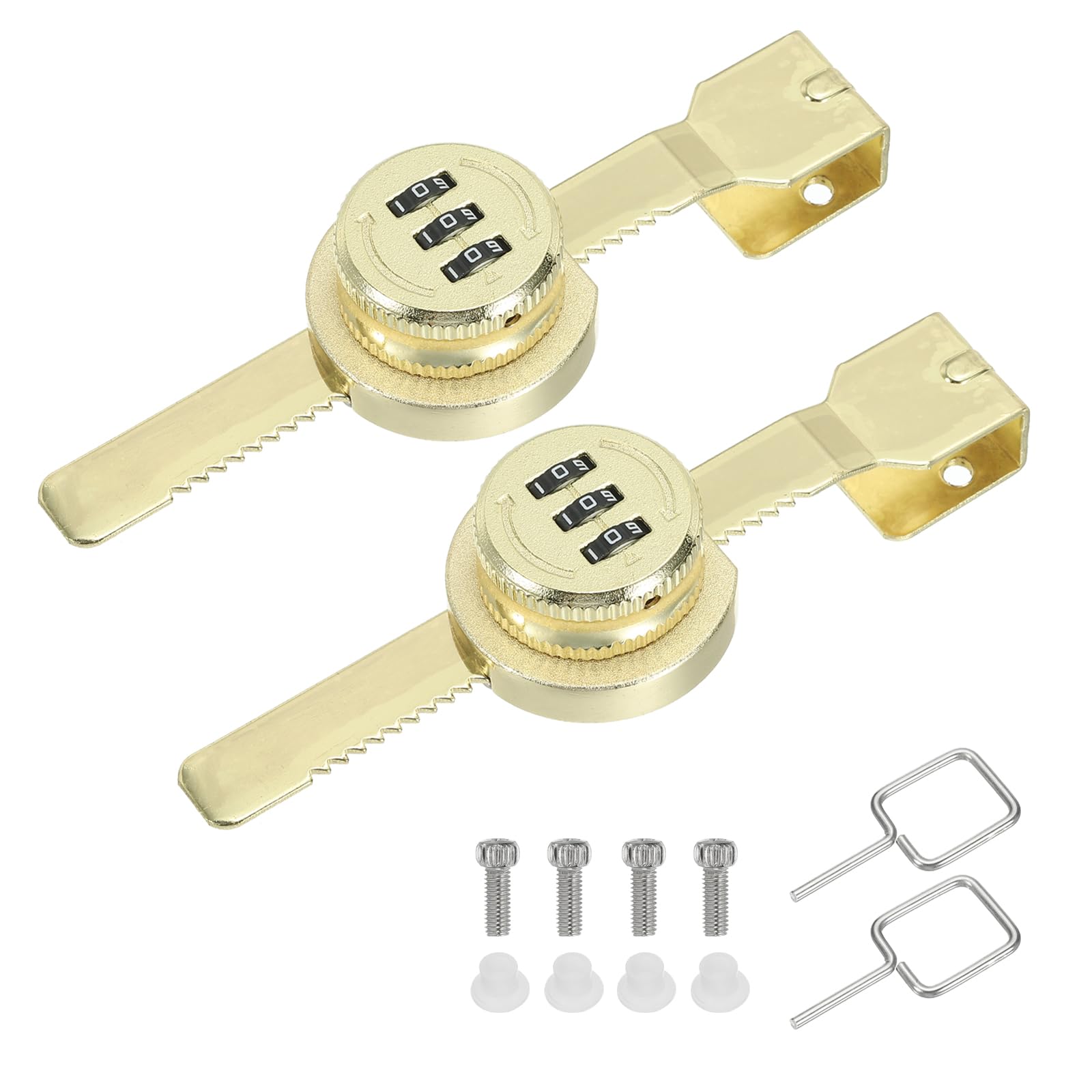 PATIKIL Keyless Cabinet Lock, 2Pcs Zinc Alloy 3 Digit Password Combination Lock, Gold