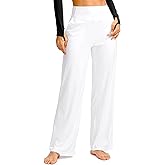 Soothfeel Wide Leg Pants for Women Yoga Work Pants with Pockets High Waist Lounge Sweatpants Dress Pants Petite/Tall 28"(White, XXL)