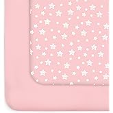 Pack and Play Sheets Girl, Mini Crib Sheets, Stretchy Playard Fitted Sheet | Compatible with Graco Pack n Play, Soft and Breathable Material, Pink&amp;Pink Stars
