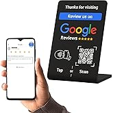 QRLynk NFC Google Review Acrylic Stand - Boost Customer Reviews 300% with Tap & Scan QR - Contactless Feedback for Small Business - No Subscription