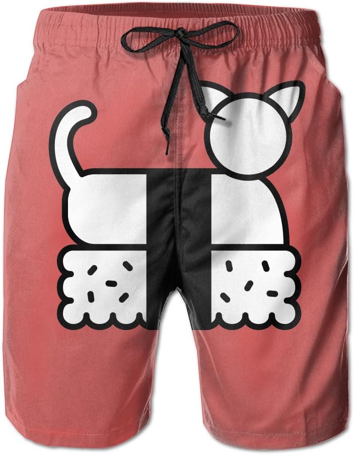 Adult Dry Fit Performance Breathable Sushi Cat Beach Short Pants