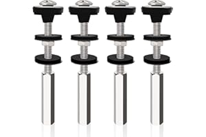 LOVPPY 4PCS Universal Toilet Tank to Bowl Bolts Kit, Heavy Duty Toilet Bolts, Bolts for Toilet Tank, Waterproof Stainless and Rubber Washers Gaskets with Extra Long Nut Screw for Fastening(Silver)
