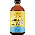 Us Naturals 16oz Organic Castor Oil – Glass Bottle – USDA Certified Organic & Non-GMO – 100% Pure, Cold-pressed, Unrefined, Hexane-free – Premium Glow-Boosting Oil for Skin, Hair, Lashes, Nails & More