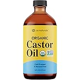 Us Naturals 16oz Organic Castor Oil – Glass Bottle – USDA Certified Organic & Non-GMO – 100% Pure, Cold-pressed, Unrefined, Hexane-free – Premium Glow-Boosting Oil for Skin, Hair, Lashes, Nails & More