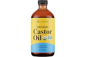 Us Naturals 16oz Organic Castor Oil – Glass Bottle – USDA Certified Organic & Non-GMO – 100% Pure, Cold-pressed, Unrefined, Hexane-free – Premium Glow-Boosting Oil for Skin, Hair, Lashes, Nails & More