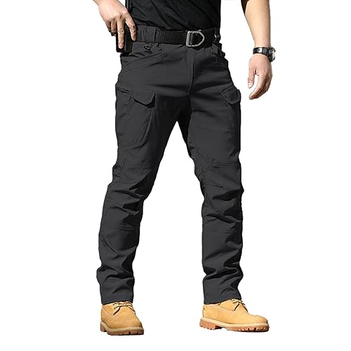 Work Trousers Men Stretch Fit: Cargo Trousers For Men Uk Black Work Pants Slim Fit Stretch Heavy Duty Safety Combat Cargo Pants With Knee Pad Pockets Lightweight Durable Workwear Triple Stitched