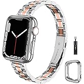 chuangshiji Compatible with Apple Watch Band 38mm 40mm 41mm, Women for iWatch Band Series 9/8/7/6/5/4/3/2/1/SE (S-Silver/M-Rose Gold, 38mm/40mm/41mm)