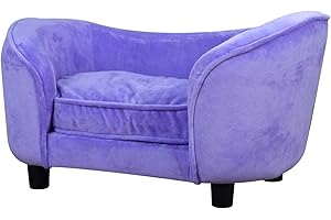 Getifun Pet Bed Sofa, Velvet Couch with Removeable Washable Cushion for Small Dog Cat (Purple)