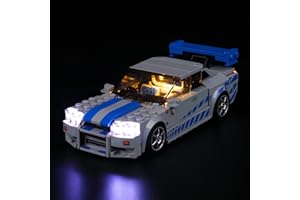 BrickBling LED Light for Lego Speed Champions Fast & Furious Nissan Skyline GT-R (R34) Toy Car Building Set, DIY Lighting Kit for Lego 76917 (No Model)