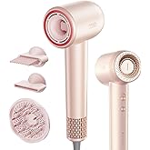 Blow Dryer with Comb, TYMO AIRHYPE Compact 200 Million lonic Hair Dryer with Diffuser, Fast Dry Pink Blow Dryer for Women 110,000RPM Portable Hairdryer for Curly Hair, 4 Temps & 2 Speeds
