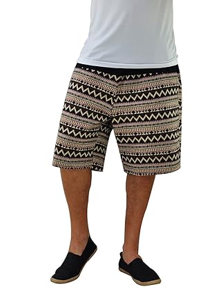 virblatt Mens Hippie Pants with Ethnic Pattern Bermuda Shorts (Size M-XL) - Quintessenz