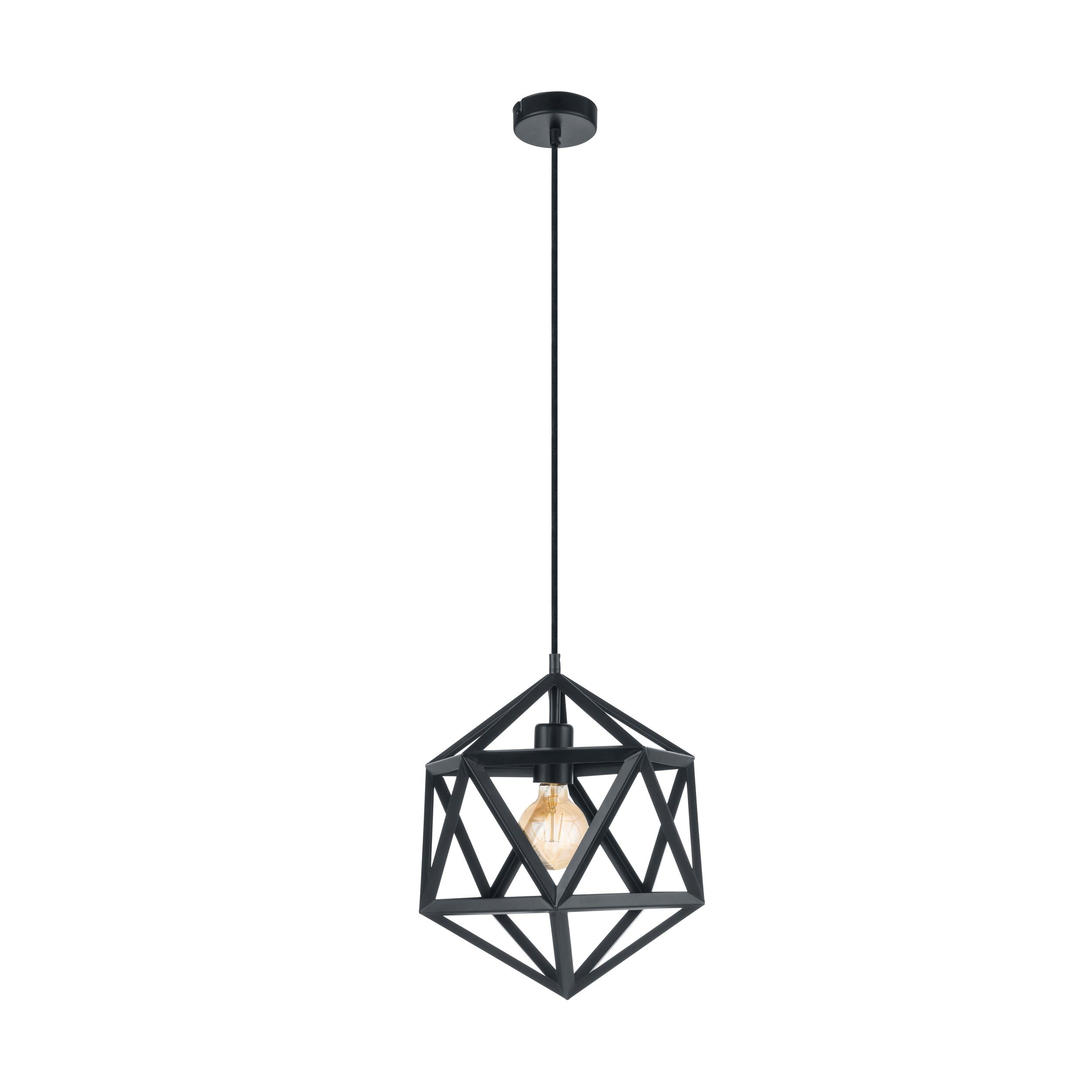 Eglo Pendant Light Embleton, Single-Bulb Hanging Lamp Industrial, Vintage, Retro, Steel Pendant in Black, Dining Table Lamp, Hanging Living Room Light with E27 Socket, Ø 30.5 cm