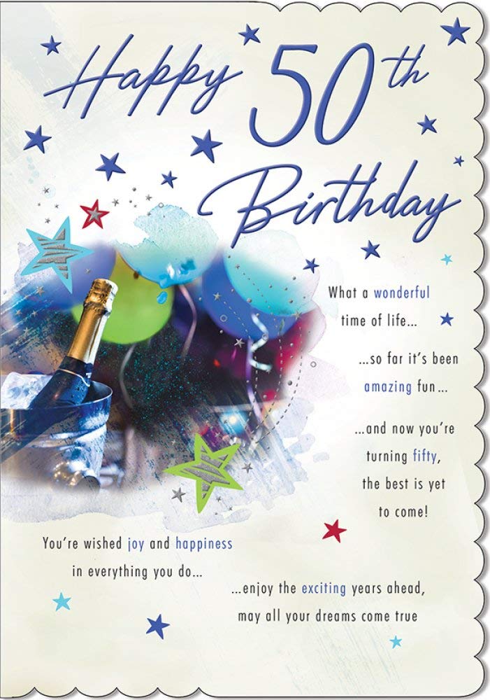 Piccadilly Greetings Traditional Milestone Birthday Card Age 50 M - 9 x 6 inches