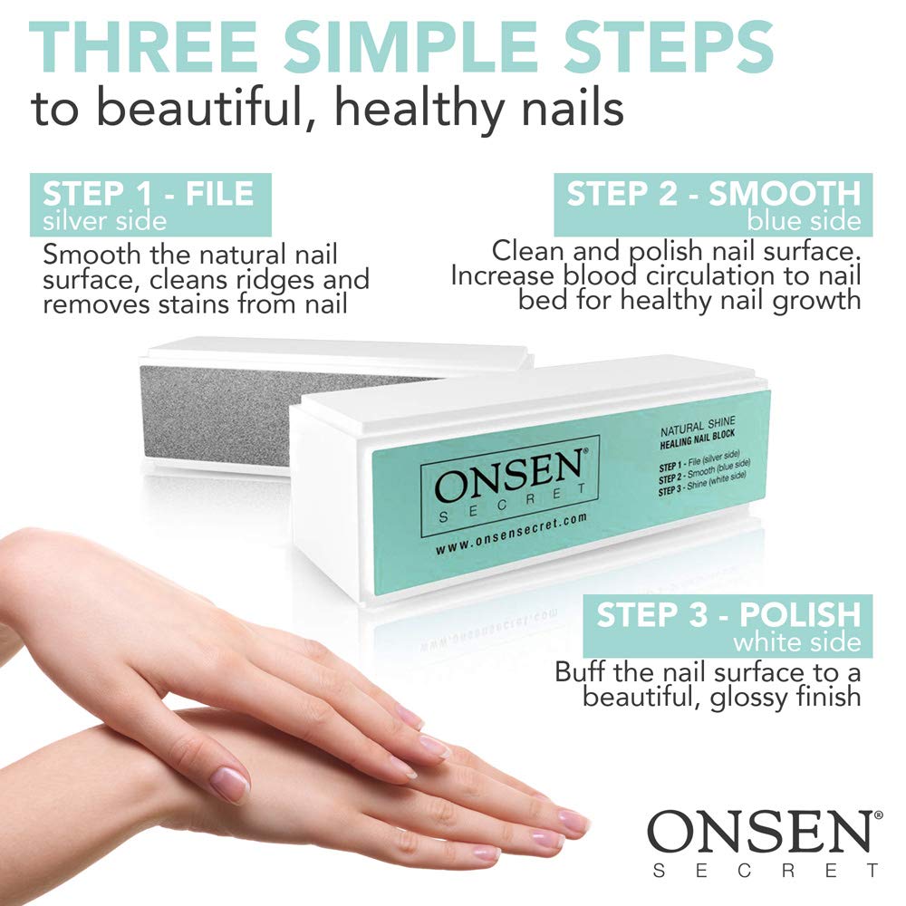 Onsen Professional Nail Files and Buffer, Ultimate Shine Nail Buffing Block With 3 Way Buffing Methods, File, Smooth & Shine, Compact Purse Size Manicure Tools for Optimum Nail Care : Onsen Buffer : Beauty