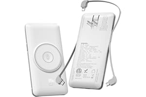 LUCKYFELLOW Magnetic 10000mAh Portable Charger for iWatch & iPhone, 22.5W USB C Fast Charging Wireless Power Bank Built-in Cables and Wall Plug, External Travel Battery Pack Compatible with iOS Android Devices