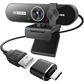 4K Webcam with Microphone, Triple Privacy Protection Computer Camera Calls | Plug &amp; Play USB-A &amp; USB-C, 360&deg; Rotation &amp; 90&deg; Tilt, Auto Light Correction, Driver-Free Setup, PC Laptop WebCam for Work Home