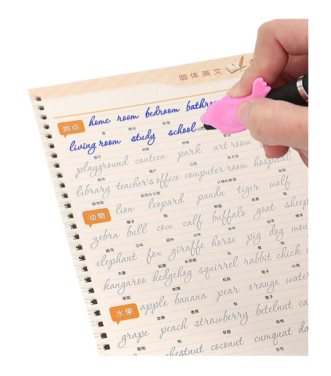 Beautiful Round English Calligraphy Practice Copybook, English Handwriting Practice Book Groove English Cursive Calligraphy