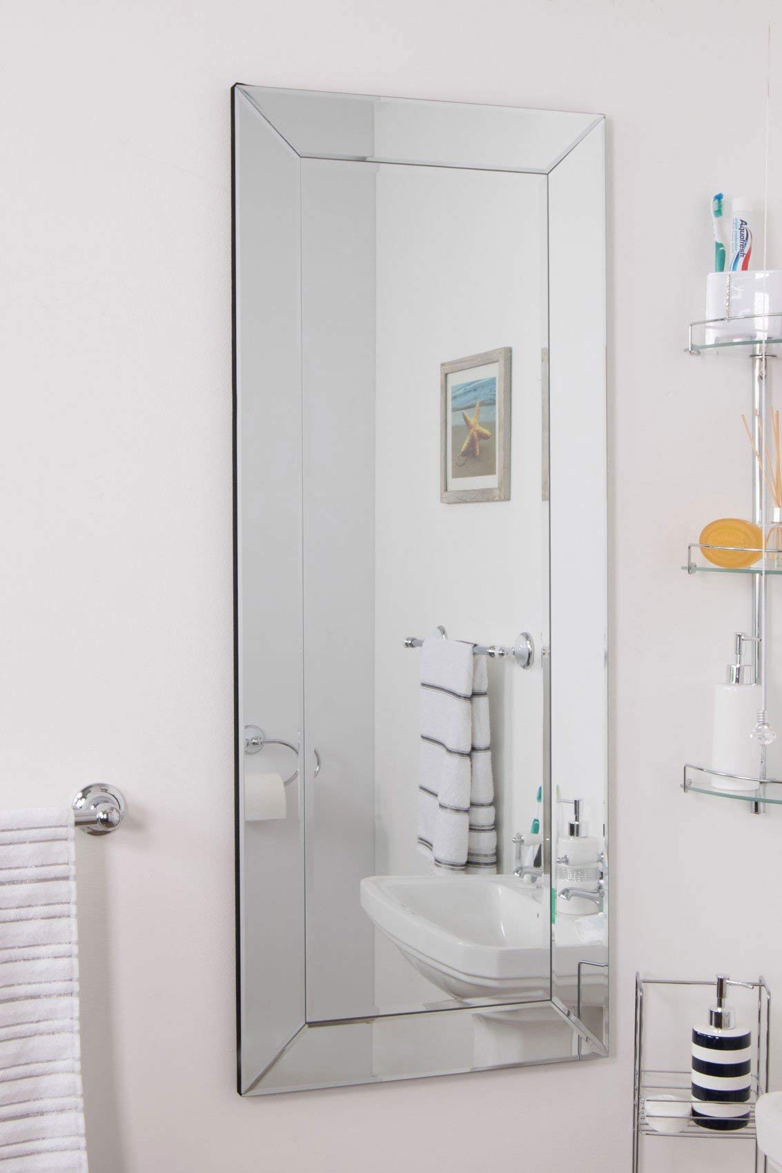 MirrorOutlet Full Length Gloss Black Dressing/Hall Mirror Complete, 3ft-4ft