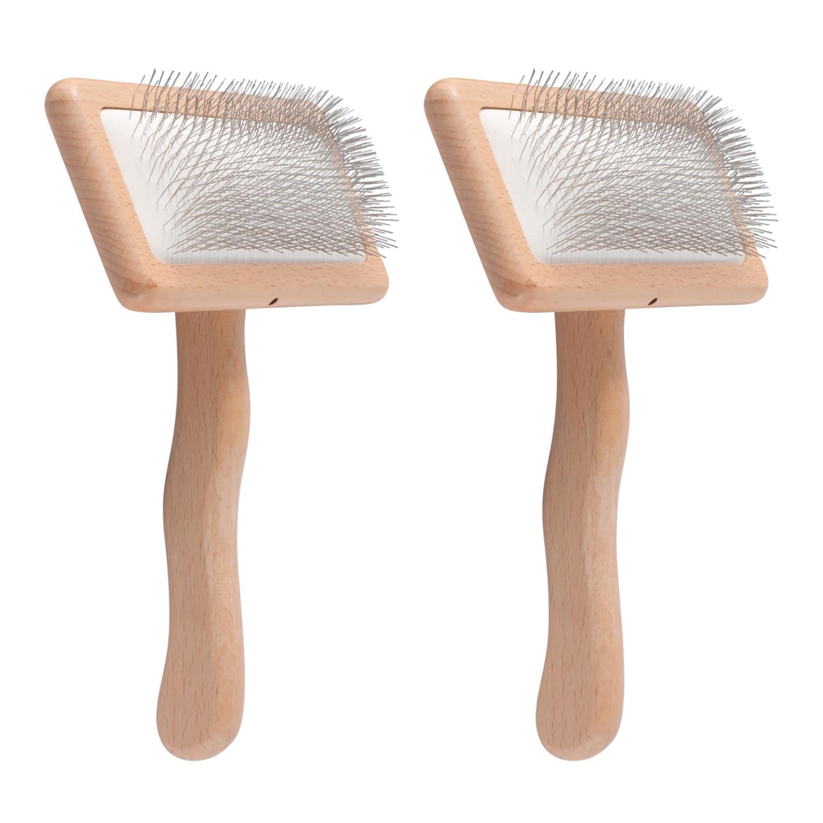Wool Carders Brush, 2pcs Wooden Carding Brushes Needle Felting Cleaner Comb with Handle for Dogs and Cat/Spinning and Weaving(size:2 Different Size)