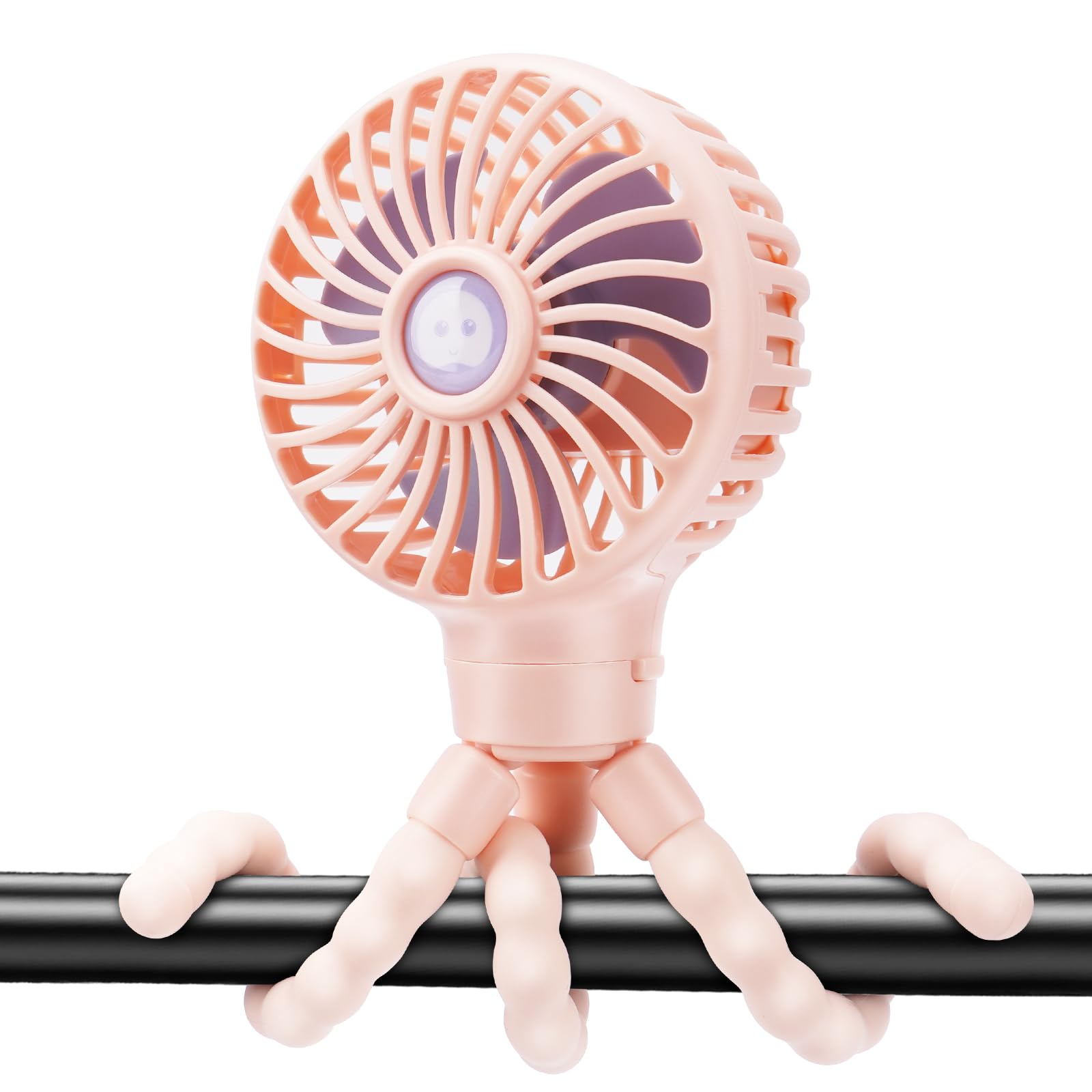 Portable Pram Fan, 5200 mAh Rechargeable Personal Fan, with 360° Rotate Flexible Tripod and TYPE-C Port 3 Speed Small Mini USB Clip-on Fans Can Handheld and Desk for Stroller Car Seat Crib Outdoor