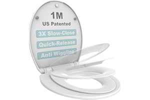 1M Family Toilet Seat with Built in Toddler Seat, Potty Training, Patented 3X Slow Close & Quick Releasing Mechanism, Easy to