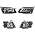 Halogen Headlights Assembly for Toyota Tercel 1995-1999, Left Driver and Right Passenger Side Front Headlamp Replacement, 8111016550, 8115016550