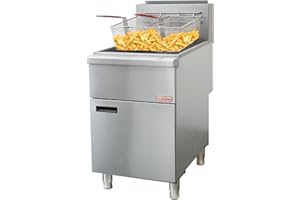 Backychu Commercial Deep Fryer -5-Burner Liquid Propane Fryer CSA, 75-100 lbs Capacity, 150,000 BTU/h Adjustable Thermostat 200°F-400°F, Stainless Steel Gas Liquid Propane Deep Fryer for Restaurants