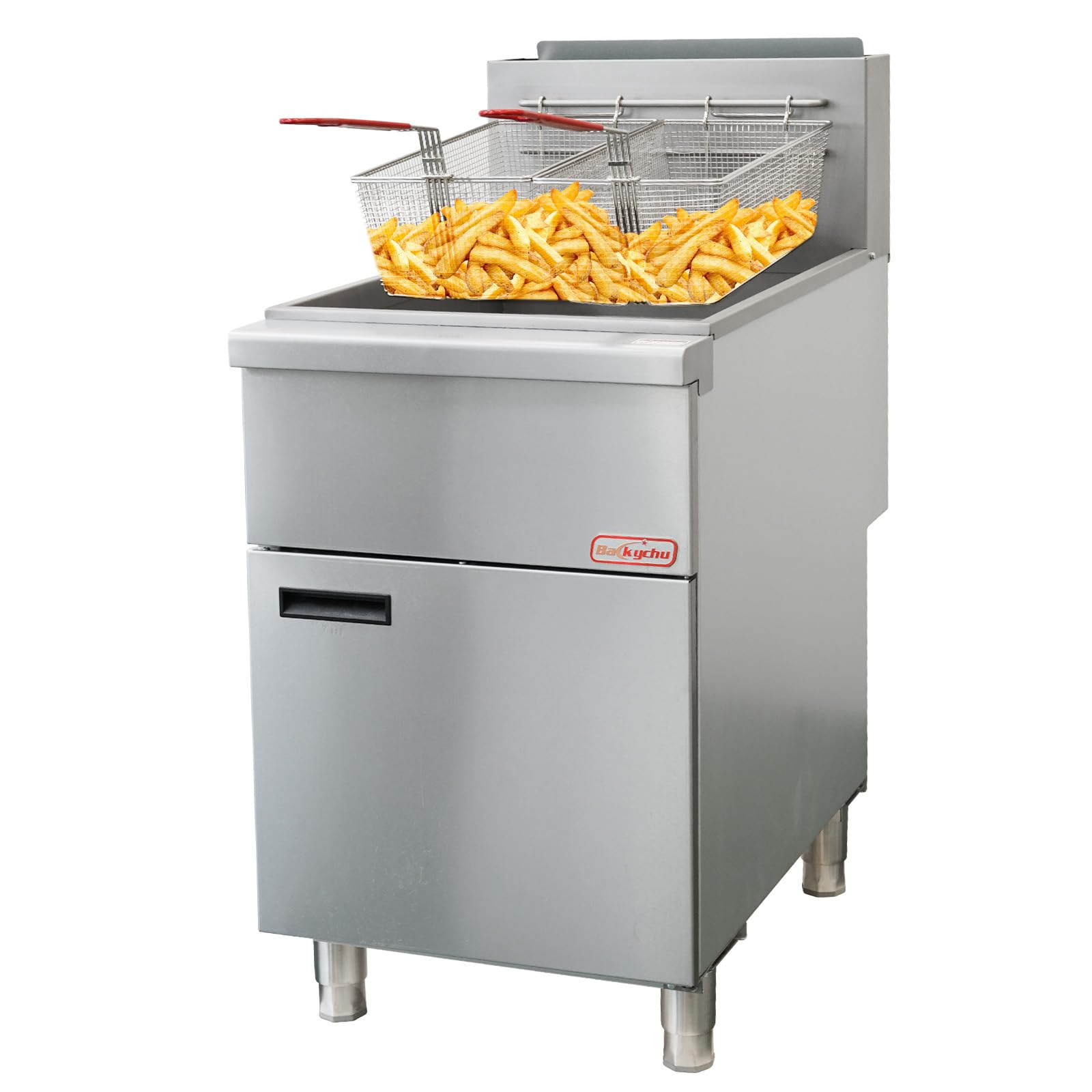 Photo 1 of **MINOR BEND AT BACK**Backychu Commercial Deep Fryer -5-Burner Liquid Propane Fryer CSA, 75-100 lbs Capacity, 150,000 BTU/h Adjustable Thermostat 200°F-400°F, Stainless Steel Gas Liquid Propane Deep Fryer for Restaurants