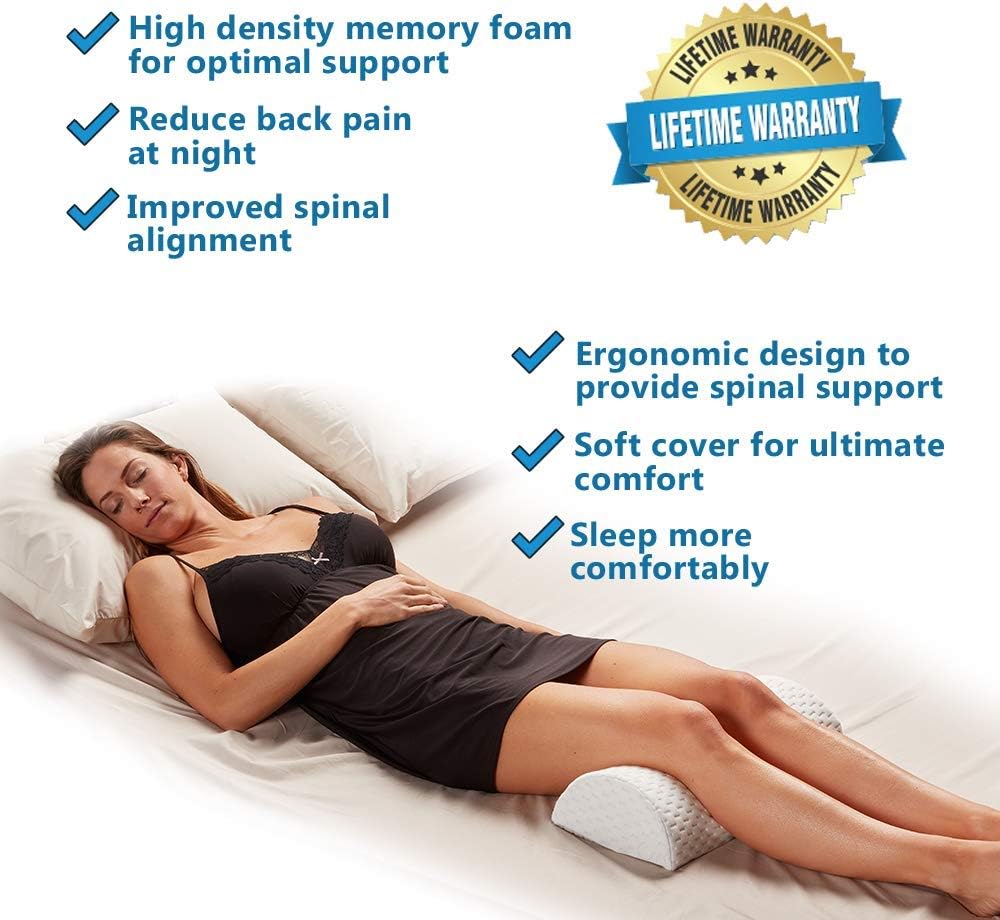 ComfiLife Bolster Pillow for Legs, Knees, Lower Back - 100% Memory Foam Half Moon Pillow - Semi Roll Pillow for Lower Back Pain Relief - Great as Under Knee Pillow, Leg Rest Pillow, Lumbar Pillow: Home & Kitchen