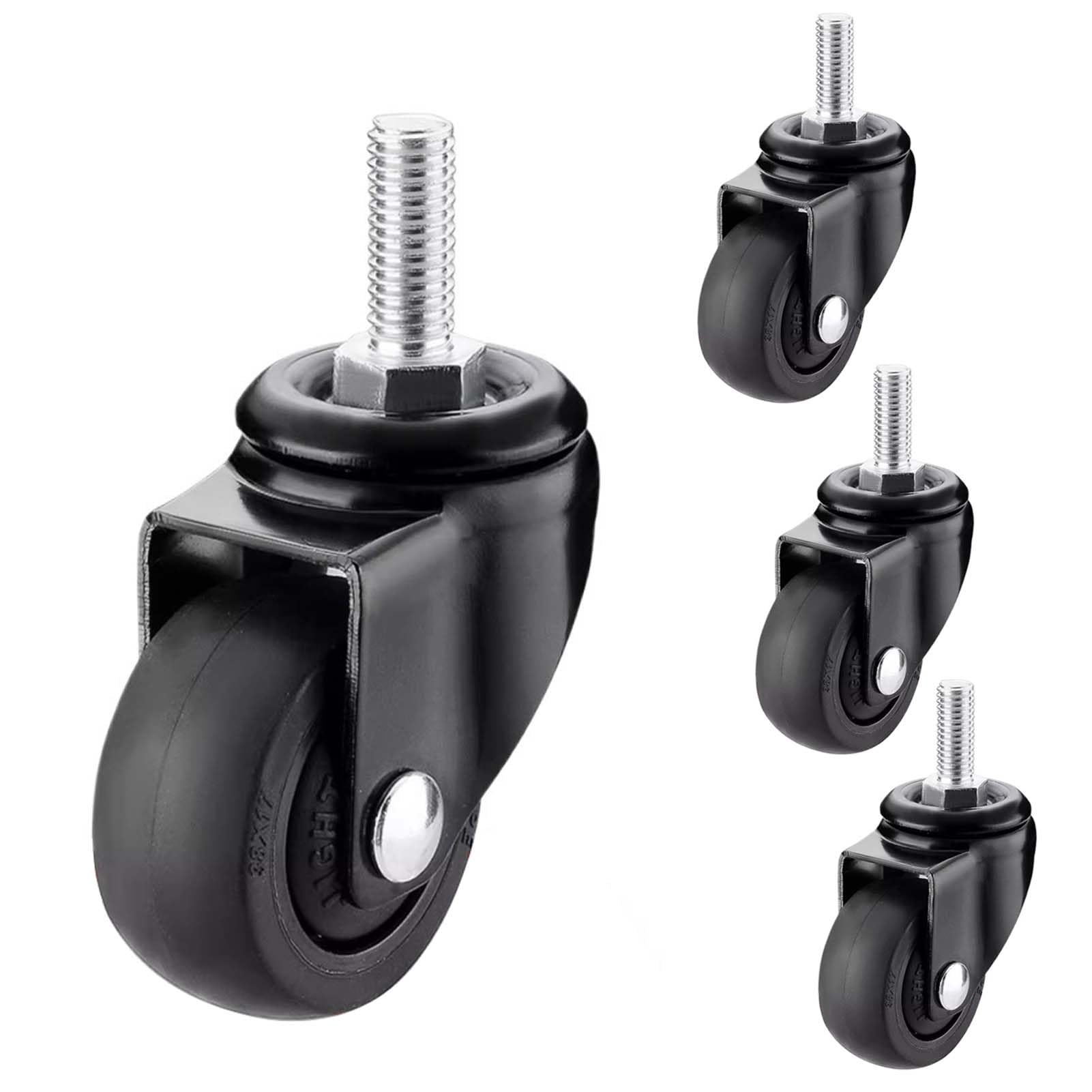Photo 1 of 1/1.25 Inch Swivel Caster Wheels Set of 4,Metric M6/M8 Threaded Rod,TPE Rubber Replacement Casters with Bearings,360° Quiet Rotation,for Furniture,Outdoor Camping Rack(1in M6x15)