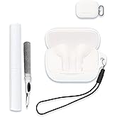 Case for Soundcore by Anker K20i Earbuds, Soft Silicone Protective Portable Scratch Shock Resistant Shell with Cleaner Kit & Carabiner & Lanyard,White