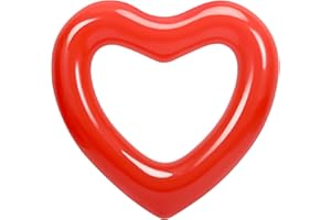 HeySplash Pool Floats, Adult Size Heart Inflatable Pool Floatie for Bachelorette Party, Swim Tube Rings, River Lake Beach Floaty, Wedding Bride Valentine Decor, Fun Toy Raft Lounge for Kids, Red