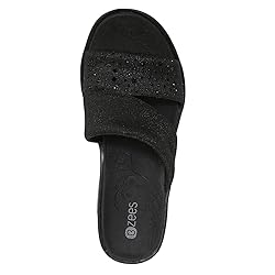 BZees Womens Dynasty Bright Wedge Sandal Black
