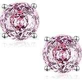 Birthstone Stud Earrings for Women, 925 Sterling Silver Rose Cut Gemstone Zirconia, Hypoallergenic Vintage Earrings, Birthday Anniversary Mother’s Day Christmas Gifts for Her