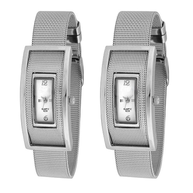 Silver Chain Couple Watch Men & Women Analog Watch-Tiger29