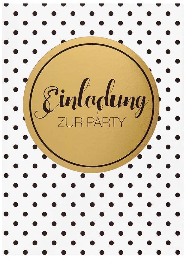 Perleberg Pack of 5 General Party Invitation Cards with Dots - Invitation for Celebration Birthday Wedding Christmas - Invitation Cards in 10.5 x 14.5 cm with Envelope - Children and Adults