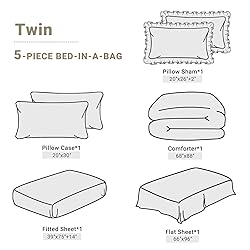 JOLLYVOGUE Beige Twin Size Comforter Sets 5