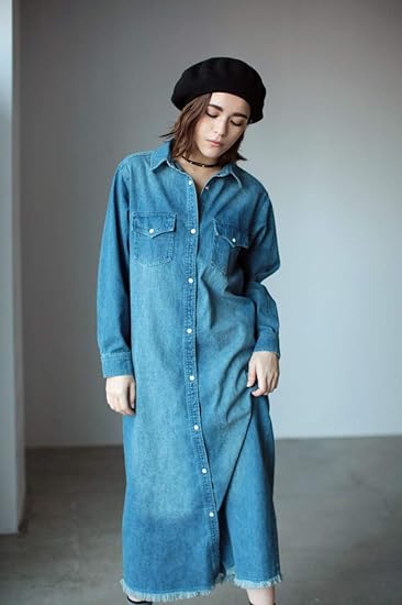 Amazon アズールバイマウジー Azul By Moussy Azul By Moussy デニムロングシャツワンピース L Blu ワンピース チュニック 通販