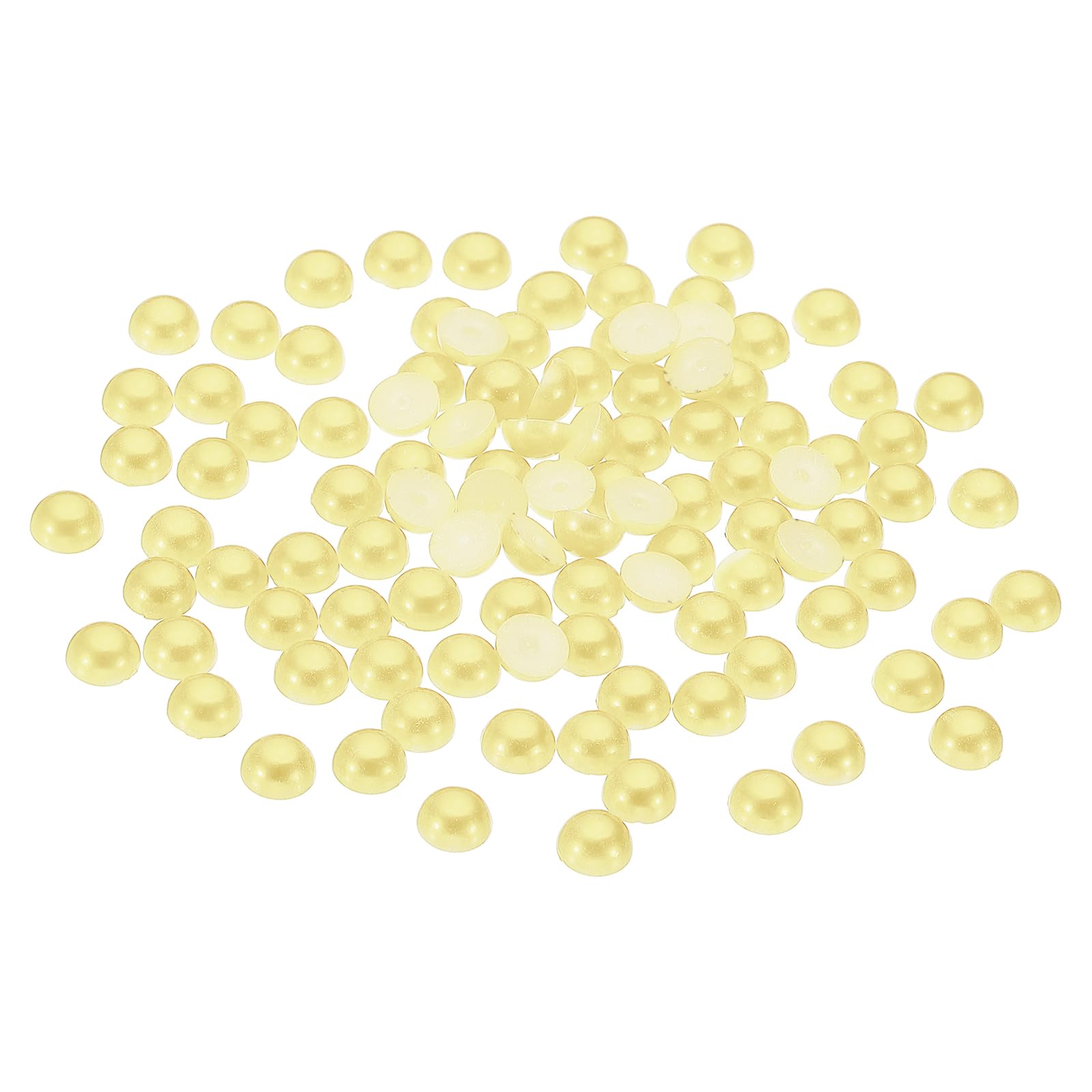 PATIKIL 1000Pcs Flatback Pearls Beads for Crafting, 6mm Half Round Resin Beads Flatback Pearls for Nail Charms Handmade Phone Case Embellishment, Yellow