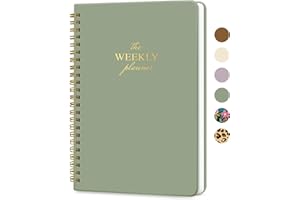 ZOTIA Undated Weekly Planner, Weekly To Do List Notebook with Goal & Habit Tracker Organizer, A5 Weekly Work Planner Notebook with Spiral Binding, 6" x 7.9" - Green