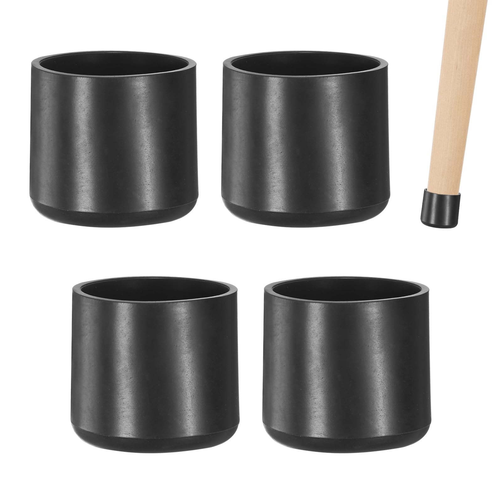 M METERXITY 4-Pack Chair Leg Caps, 1-1/2 Inch(38mm) PVC Chair Leg Floor Protectors for Folding Chairs/Metal Chairs/Furniture Table/Hardwood Floors, Round Non-Slip Cover End Tips [Black]