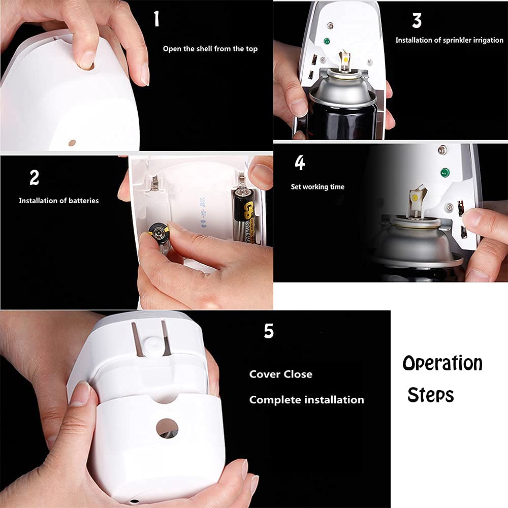 Automatic Air Freshener Spray Dispenser (2-Pack),Wall Mounted/Free Standing Automatic Air Fresheners for Home and Commercial Use, Multiple Time Scent Release Setting for Room/Restroom Sprayer (White)