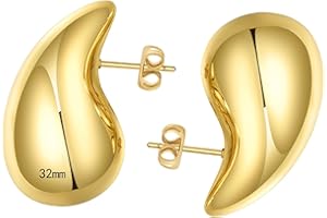 Ascona 18/25/32/47mm Chunky Gold Hoop Earrings for Women | Lightweight Tear Drop Earrings | Gold Drop Earrings for Women