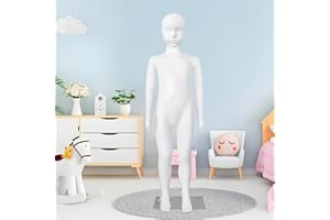 YumHome Kids Dress Form Child Mannequin Full Body Sewing Manikin 43.3 Inch Poseable Mannequins with Stand Realistic Mannequins Display Head Dress Mannequin Clothing Form Metal Base Connector, White