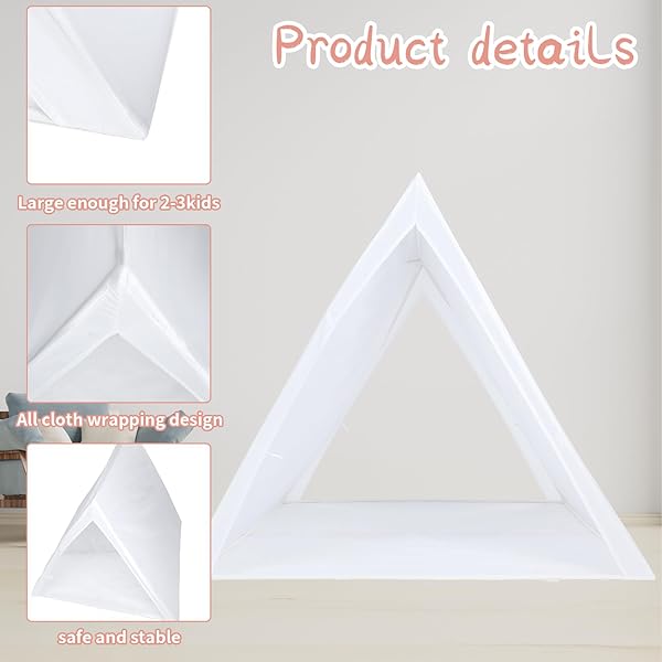 WINDYUN 2 PCS TEEPEE TENT FOR KIDS SLEEPOVER TENTS FOR PARTIES WHITE FOLDABLE WASHABLE TEEPEE CHILD GIRLS BOYS INDOOR OUTDOOR BEDROOM SLEEPOVER SLUMBER PARTY EASY ASSEMBLY 45.3 X 45.3 X 40 INCHES